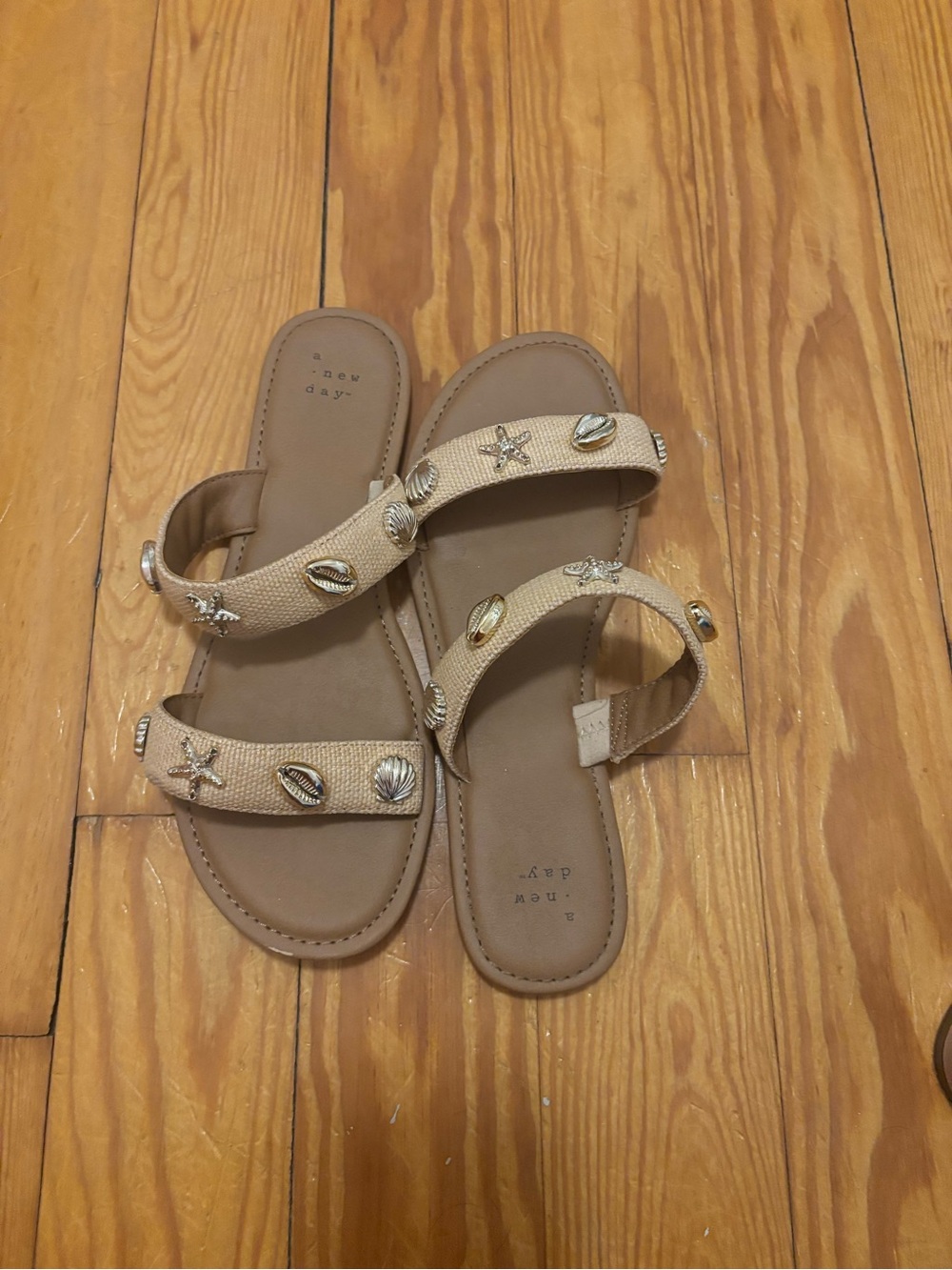 a new day Beige Seashell Embellished Slide Sandals - Women